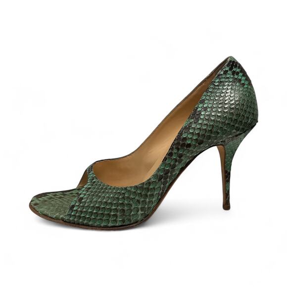 Cole Haan Collection Real Python Snakeskin Open Toe High Heels Pumps Sz 8 - Picture 1 of 9